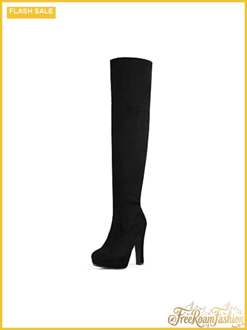 Faux Suede Chunky Thigh High Over The Knee High Heel Boots